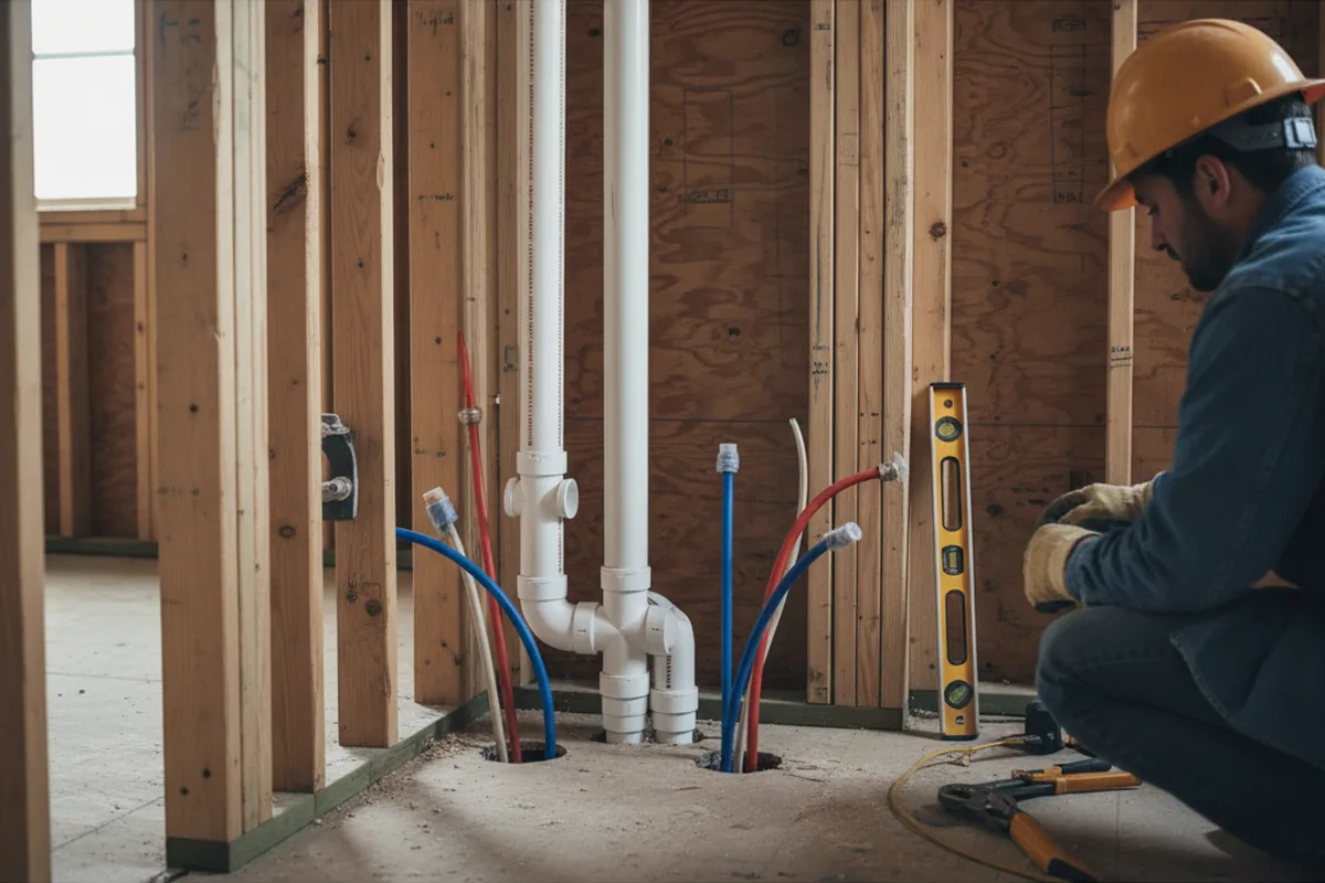 Drain and supply rough-in during Leak Detection in Fenwick Island
