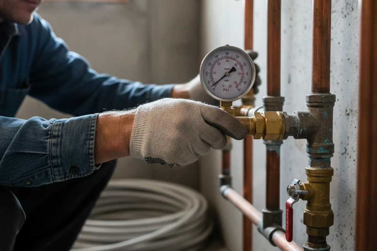 Pressure testing a repaired line during Water Line Repair in Fenwick Island